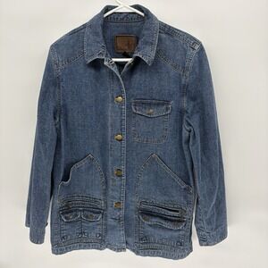 Vintage 1990s Polo Ralph Lauren Button Denim Chore Jacket Work Ranch Women M